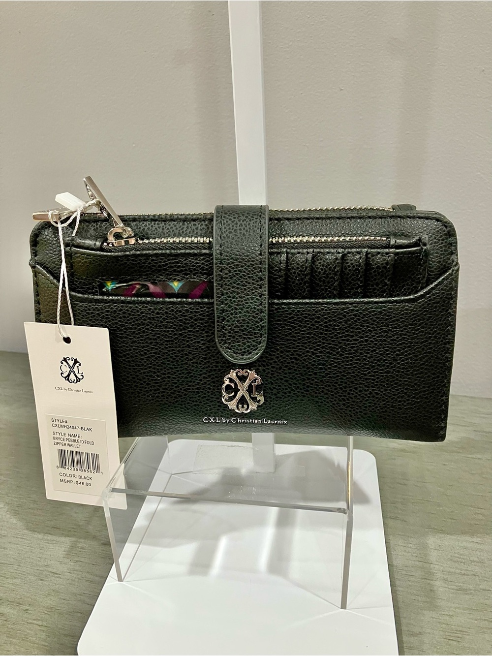 Christian Lacroix Black Leather Wallet Crossbody